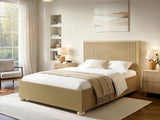 SOLACE+CO Theo Ribbed Ottoman Bed Light Wood-Double