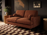 SOLACE+CO Addison 2 Seater Sofa with Caster Legs Burnt Orange Chenille