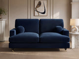 SOLACE+CO Addison 2 Seater Sofa with Caster Legs Blue Velvet