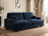 SOLACE+CO Addison 3 Seater Blue Velvet Sofa