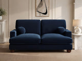 SOLACE+CO Addison 2 Seater Sofa with Caster Legs Blue Velvet