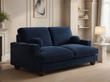 SOLACE+CO Addison 2 Seater Sofa with Caster Legs Blue Velvet