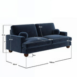 SOLACE+CO Addison 3 Seater Blue Velvet Sofa