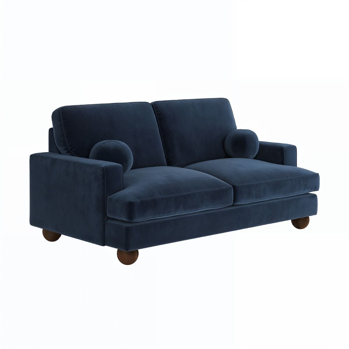 SOLACE+CO Addison 2 Seater Sofa with Caster Legs Blue Velvet