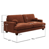 SOLACE+CO Addison 3 Seater Sofa Burnt Orange Chenille