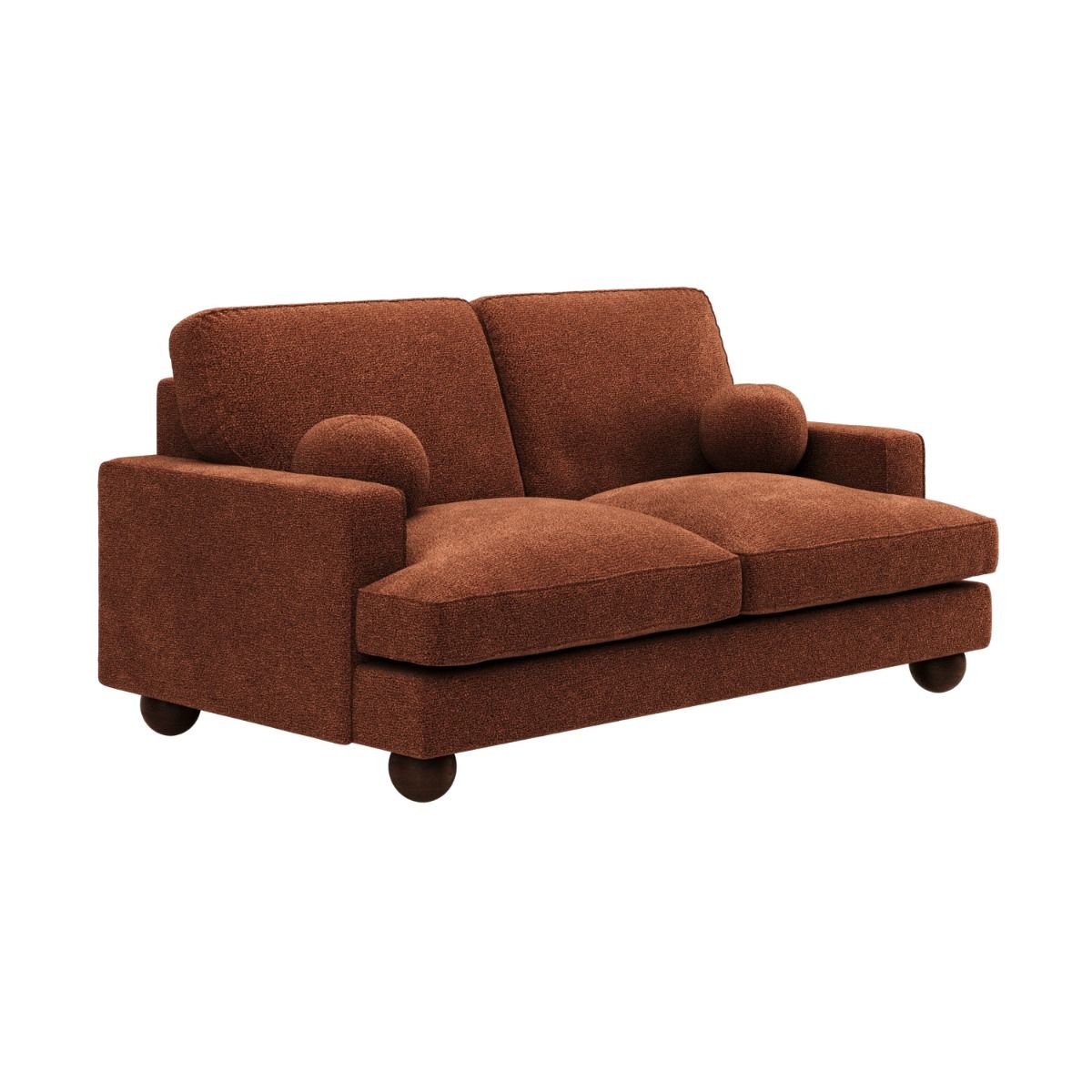 SOLACE+CO Addison 2 Seater Sofa with Caster Legs Burnt Orange Chenille