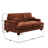 SOLACE+CO Addison 2 Seater Sofa with Caster Legs Burnt Orange Chenille