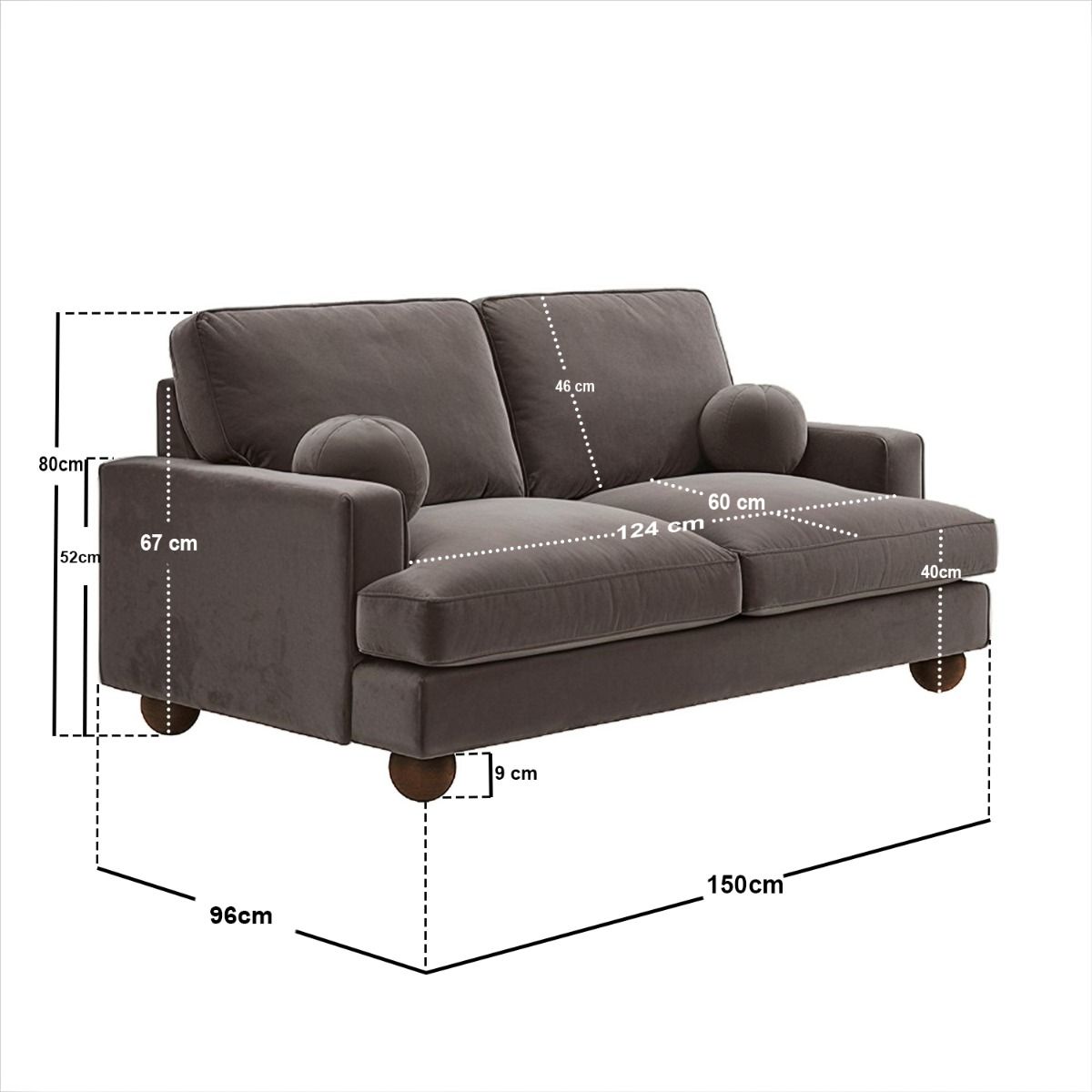 SOLACE+CO Addison 2 Seater Mocha Velvet Sofa