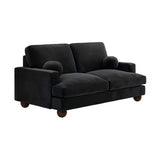 SOLACE+CO Addison 2 Seater Sofa with Caster Legs Black Velvet