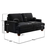 SOLACE+CO Addison 2 Seater Sofa with Caster Legs Black Velvet
