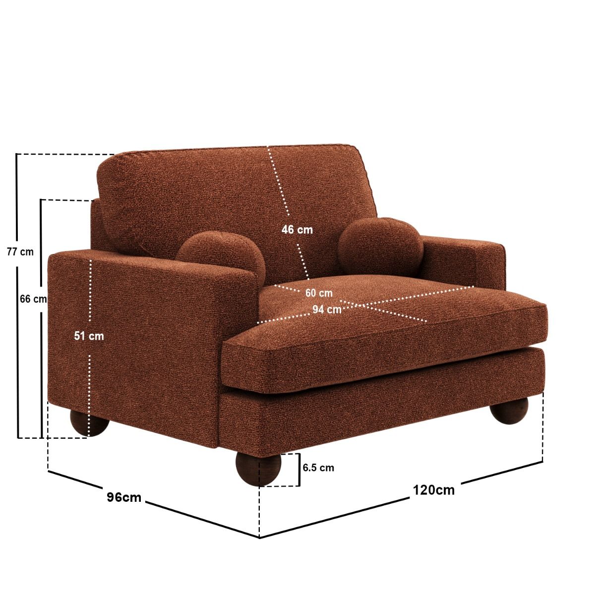 SOLACE+CO Addison Loveseat Burnt Orange Chenille