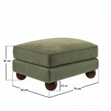 SOLACE+CO Addison Footstool Khaki Green Velvet