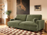 SOLACE+CO Addison 3 Seater Sofa with Caster Legs Khaki Green Velvet