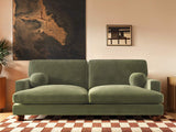 SOLACE+CO Addison 3 Seater Sofa with Caster Legs Khaki Green Velvet