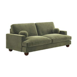SOLACE+CO Addison 3 Seater Sofa with Caster Legs Khaki Green Velvet