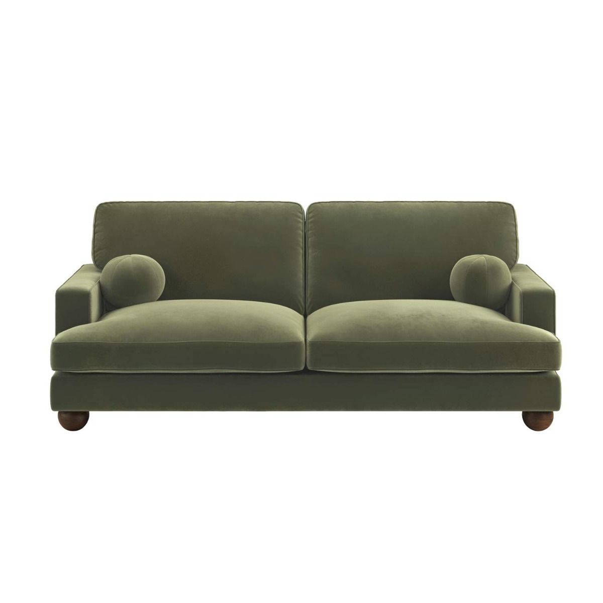 SOLACE+CO Addison 3 Seater Sofa with Caster Legs Khaki Green Velvet