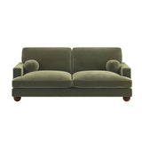 SOLACE+CO Addison 3 Seater Sofa with Caster Legs Khaki Green Velvet