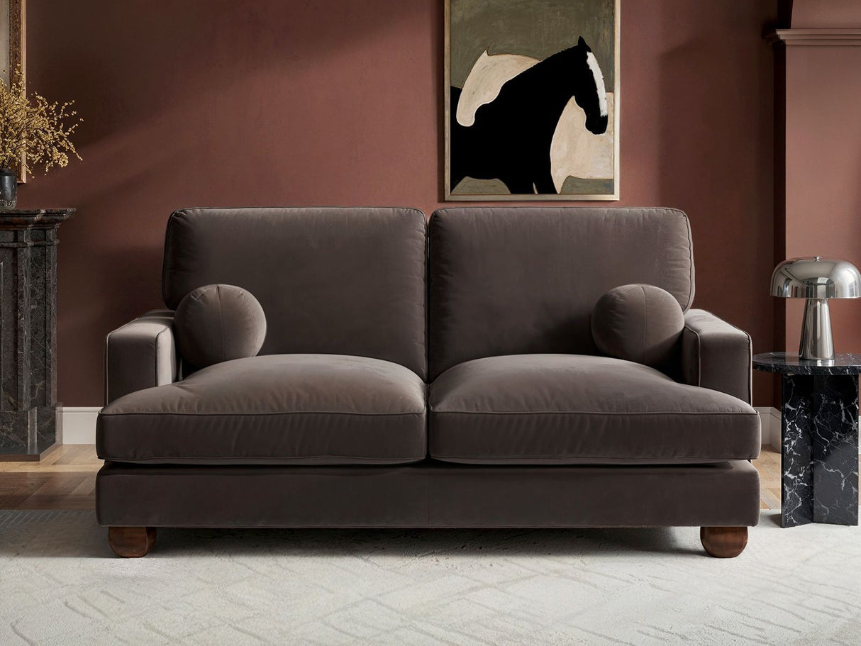 SOLACE+CO Addison 2 Seater with Caster Legs Mocha Velvet Sofa