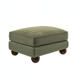 SOLACE+CO Addison Footstool Khaki Green Velvet