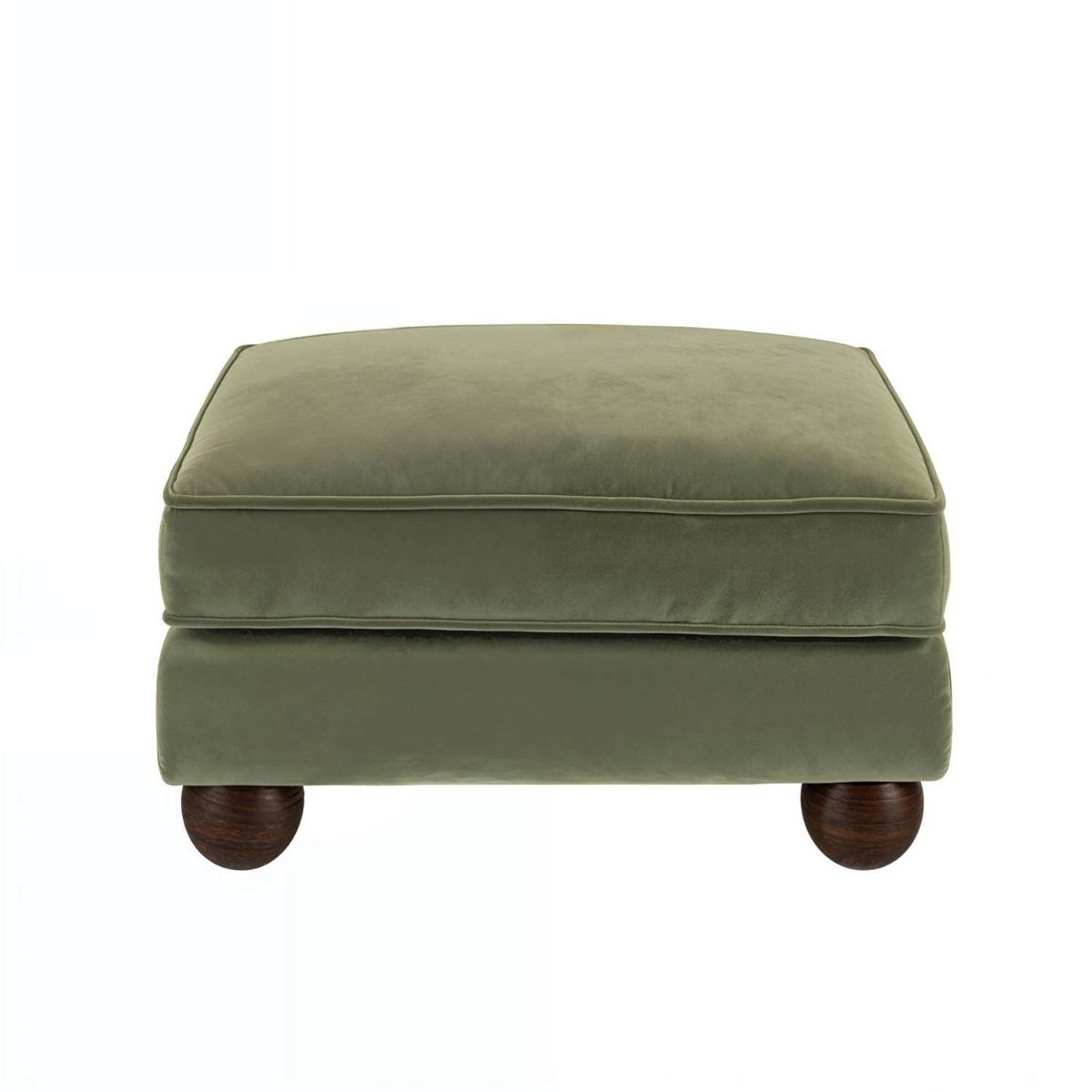 SOLACE+CO Addison Footstool Khaki Green Velvet