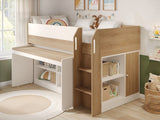 Flair Aiden Kids Cabin Bed with Desk & Storage White & Oak