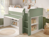 Flair Aiden Cabin Bed Mid Sleeper with Desk Olive Green