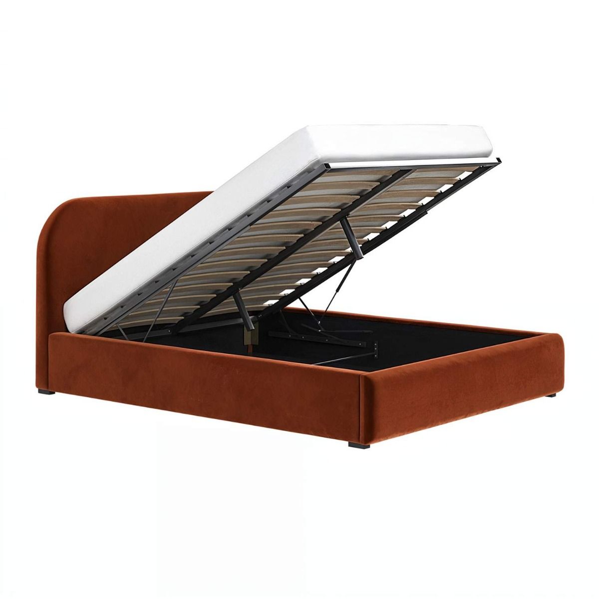 Flair Alba Double Ottoman Bed Burnt Orange Velvet