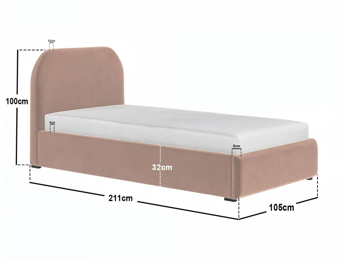 Flair Alba Single Ottoman Bed Velvet Pink
