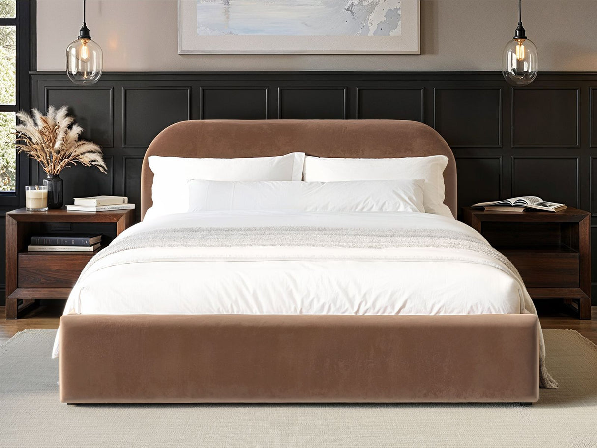 Flair Alba Chocolate Velvet Ottoman Bed -Kingsize