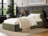 Flair Alba Single Ottoman Bed Velvet Khaki Green