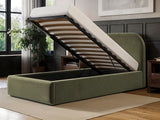 Flair Alba Single Ottoman Bed Velvet Khaki Green
