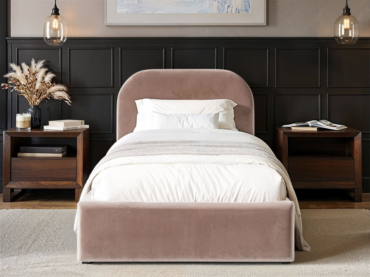Flair Alba Single Ottoman Bed Velvet Pink