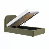 Flair Alba Single Ottoman Bed Velvet Khaki Green