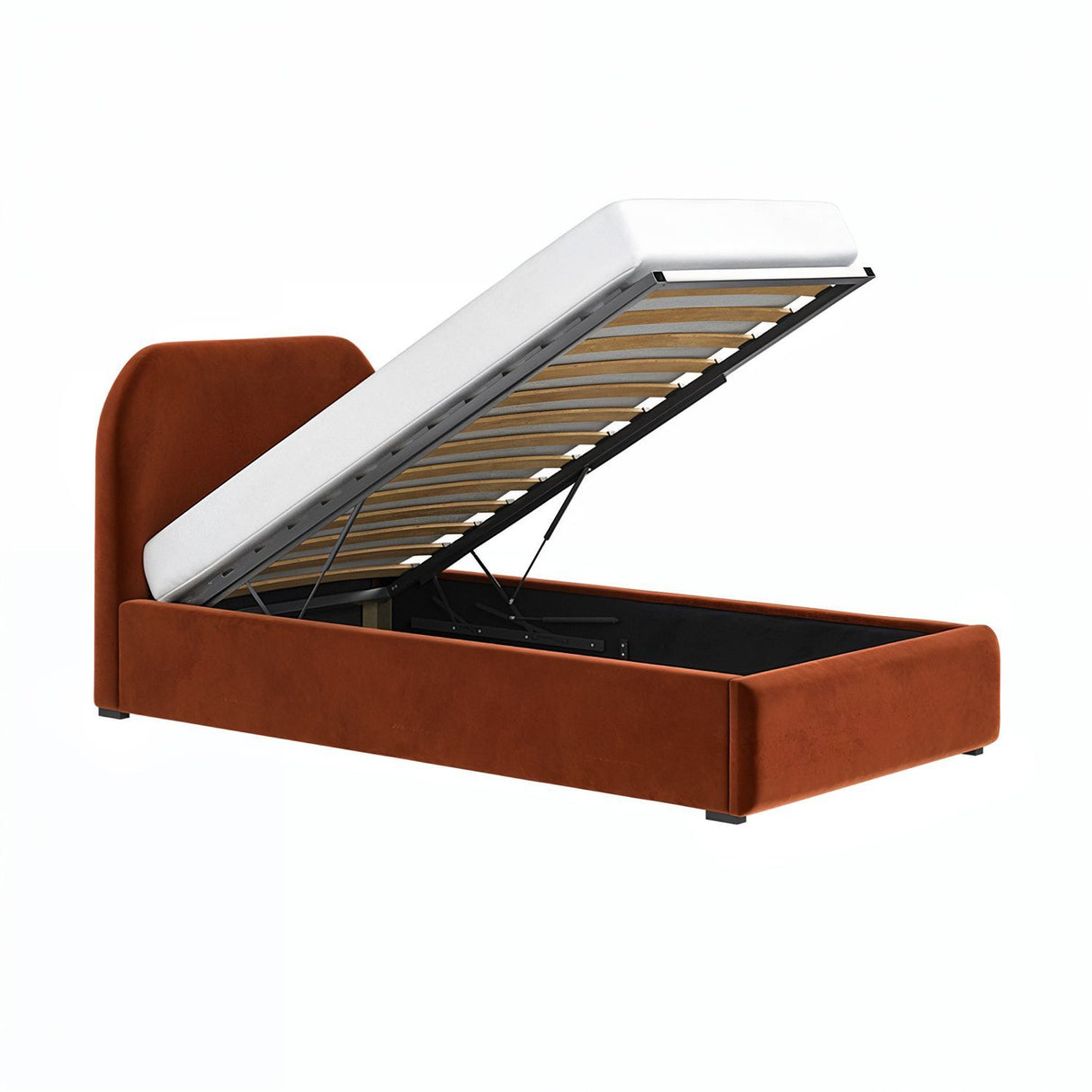 Flair Alba Single Ottoman Bed Velvet Orange