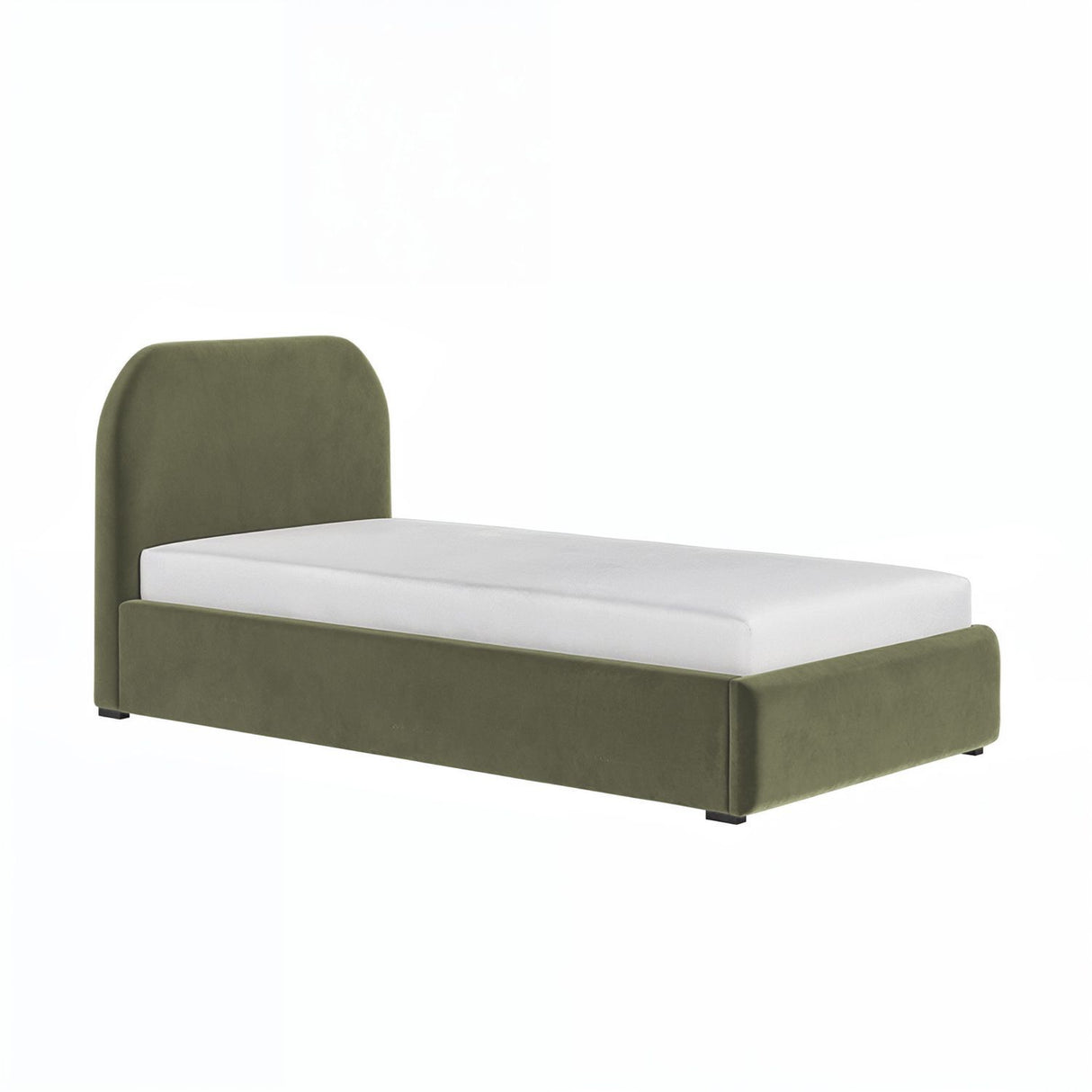 Flair Alba Single Ottoman Bed Velvet Khaki Green