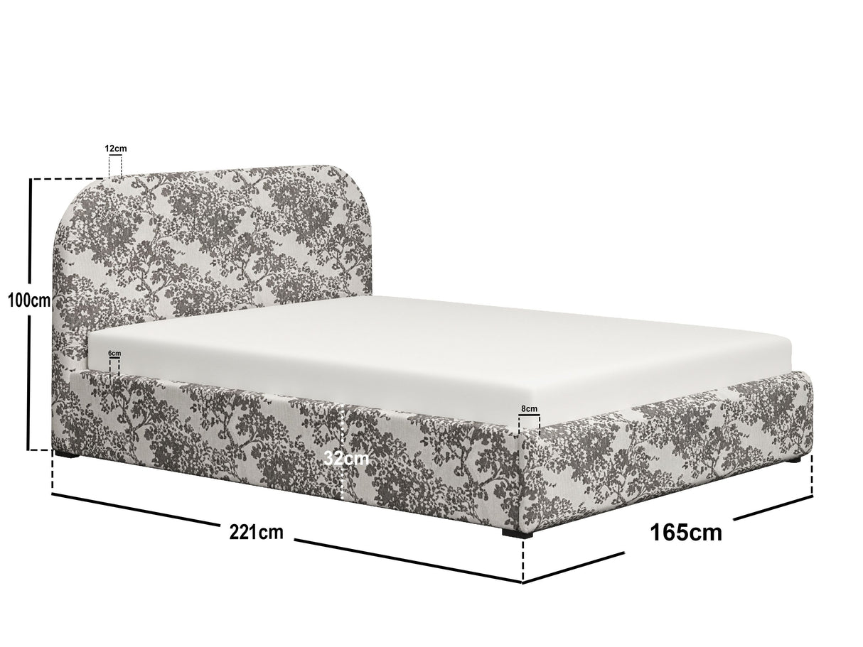 Flair Alba Tree Print Ottoman Bed Beige-Kingsize