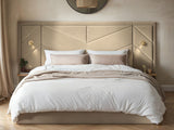 Flair Alice Hotel Ottoman Bed with USB Gold Lights Beige Velvet Double