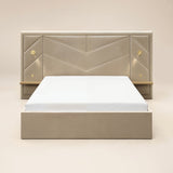 Flair Alice Hotel Ottoman Bed with USB Gold Lights Beige Velvet Double