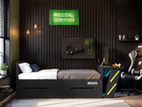 Recoil Alister Gaming Single Bed with Desk Charcoal & Green