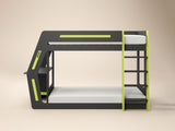 Recoil Alister Gaming Bunk Bed with Desk Charcoal & Green