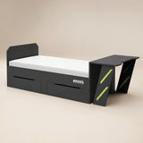 Recoil Alister Gaming Single Bed with Desk Charcoal & Green