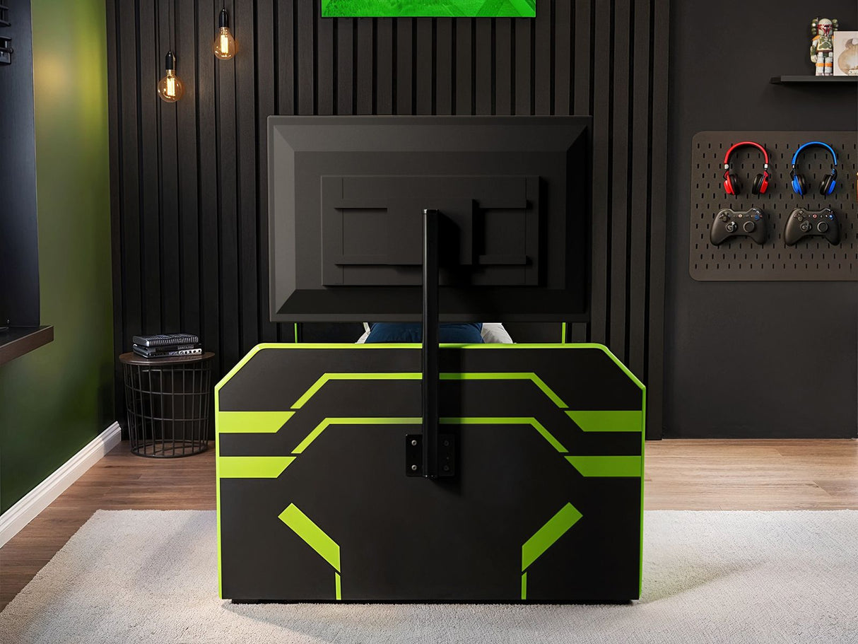 Recoil Alister Side Lift TV Ottoman Bed Black & Green Single