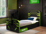 Recoil Alister Side Lift TV Ottoman Bed Black & Green Single