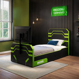Recoil Alister Side Lift TV Ottoman Bed Black & Green Single