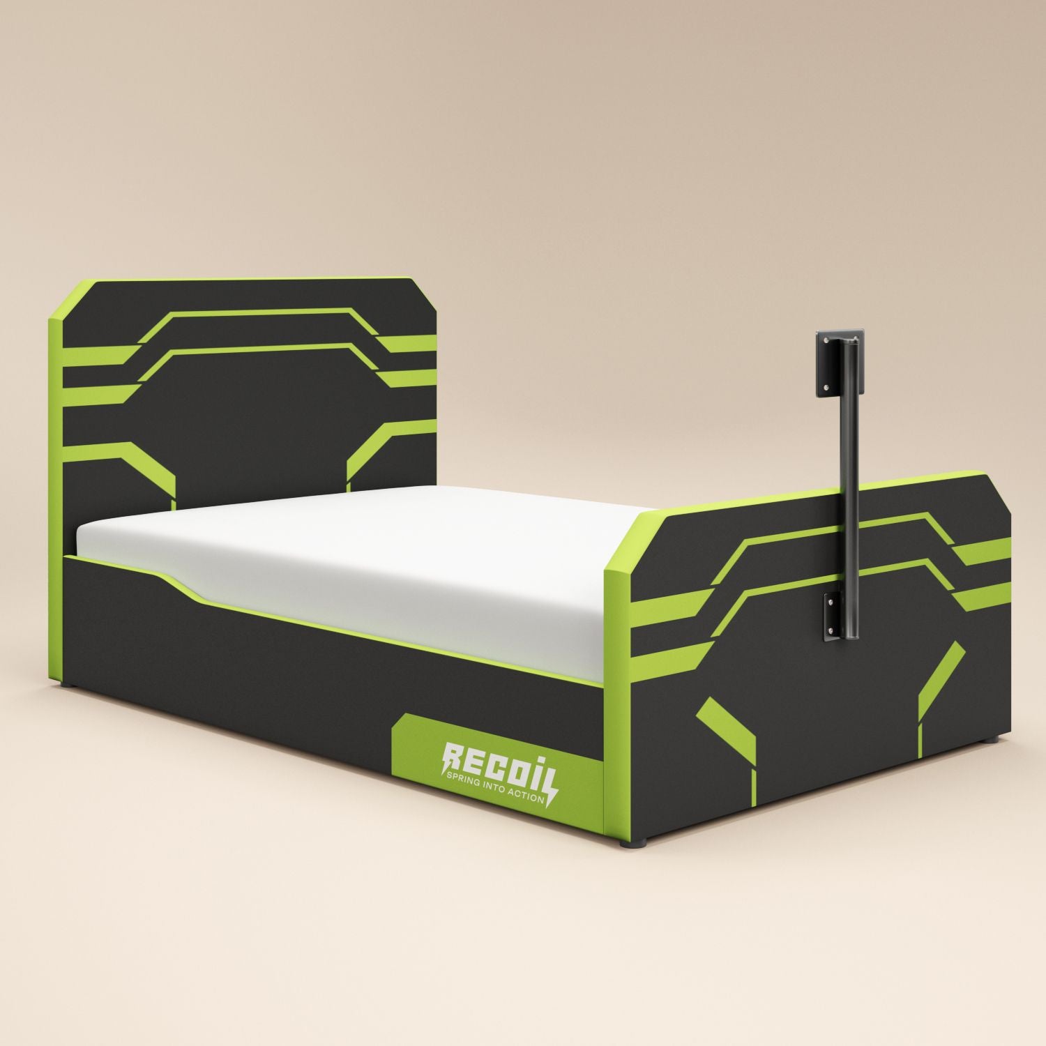 Recoil Alister Side Lift TV Ottoman Bed Black & Green Small Double