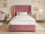 Flair Alma Single Winged Headboard Bed Pink Velvet