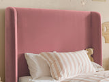 Flair Alma Single Winged Headboard Bed Pink Velvet