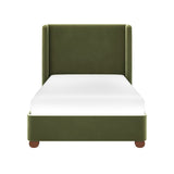 Flair Alma Single Winged Headboard Bed Olive Green Velvet