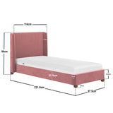 Flair Alma Single Winged Headboard Bed Pink Velvet