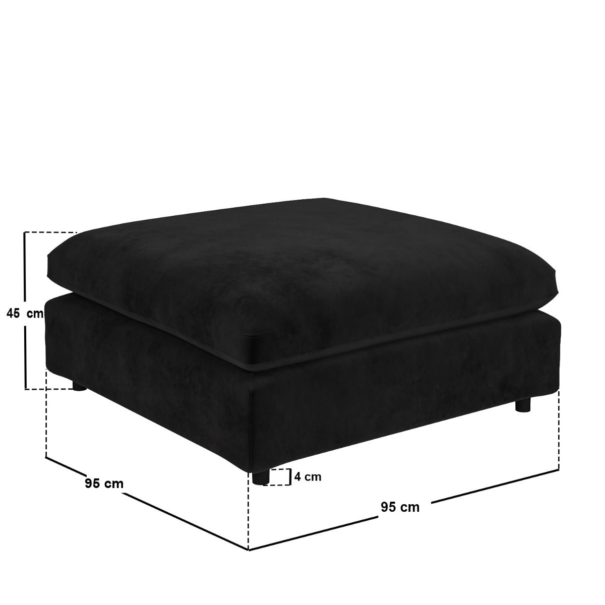 SOLACE+CO Asher U Shape Corner Sofa Bundle Black Velvet